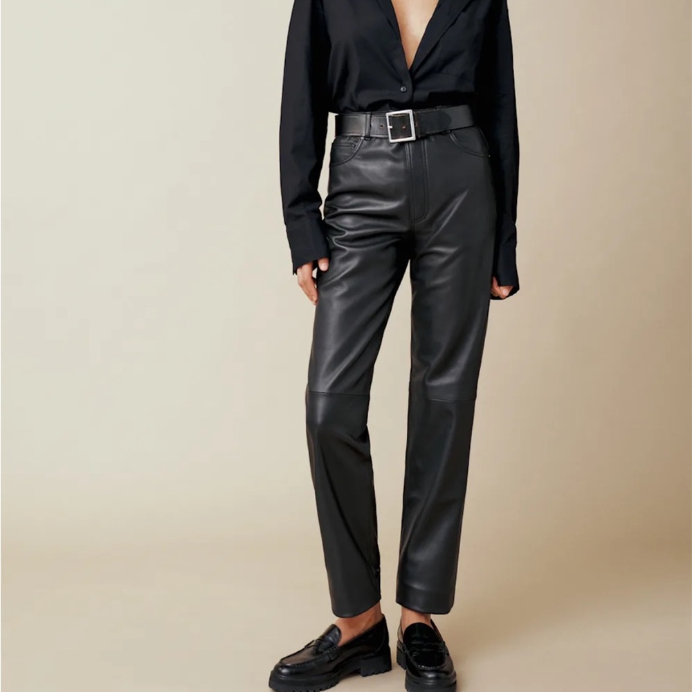 Black Leather Pants- Reformation Size 8 never worn with tags